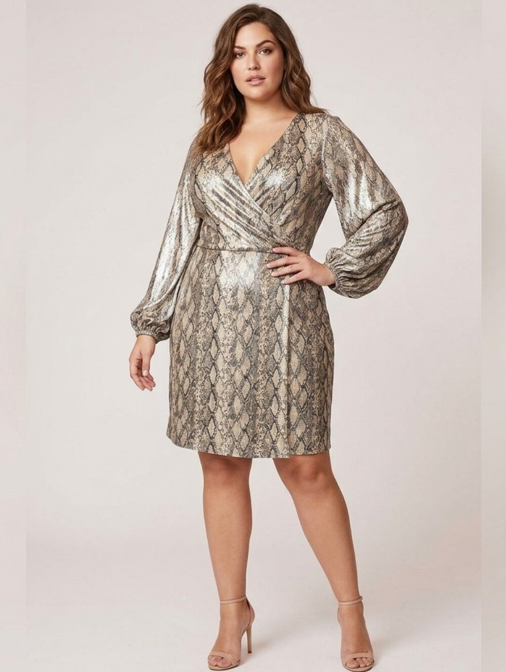 Ava & Viv Long Sleeve Snake Print Dress